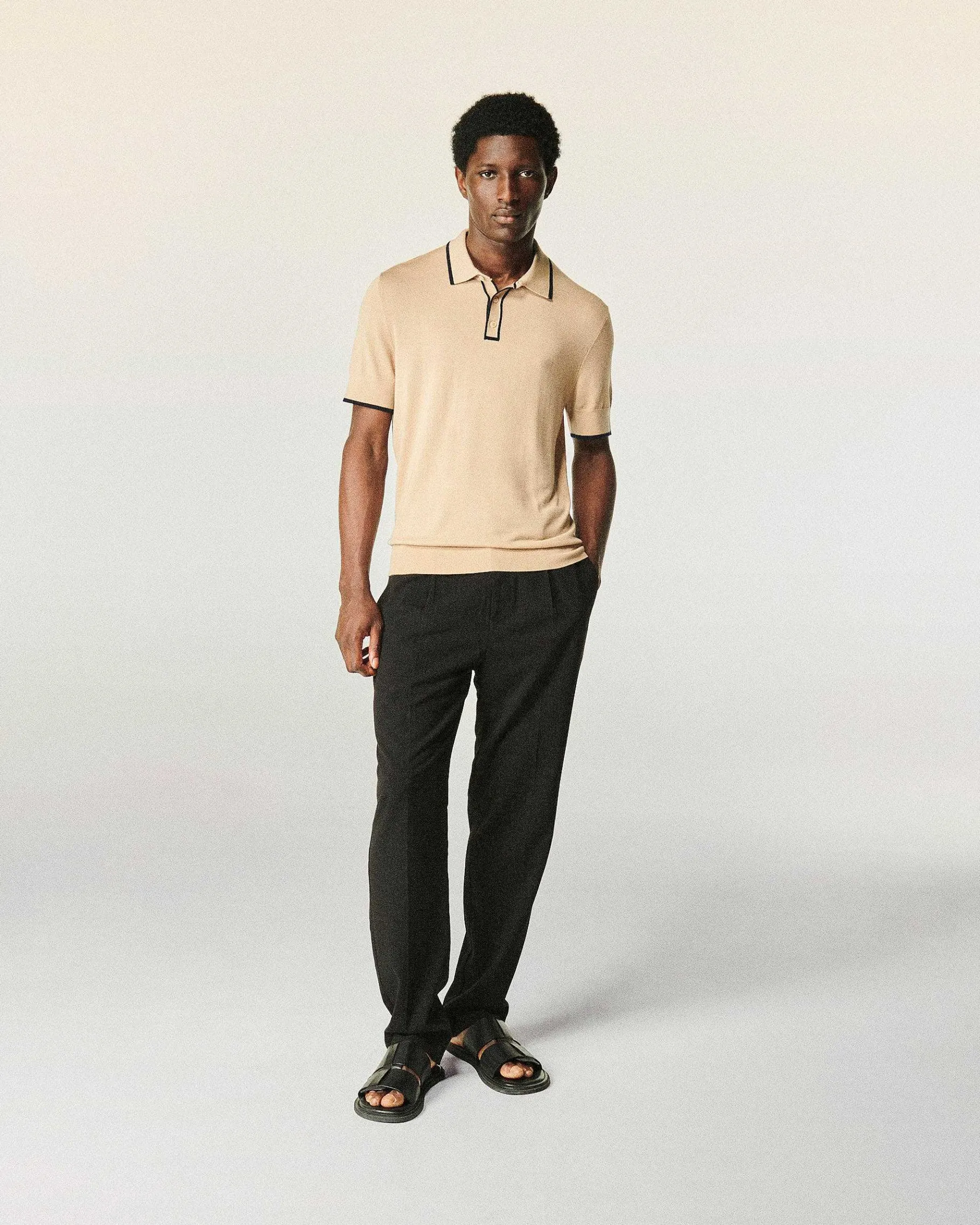 New FROM FUTURE Pull Col Polo Tropical Camel