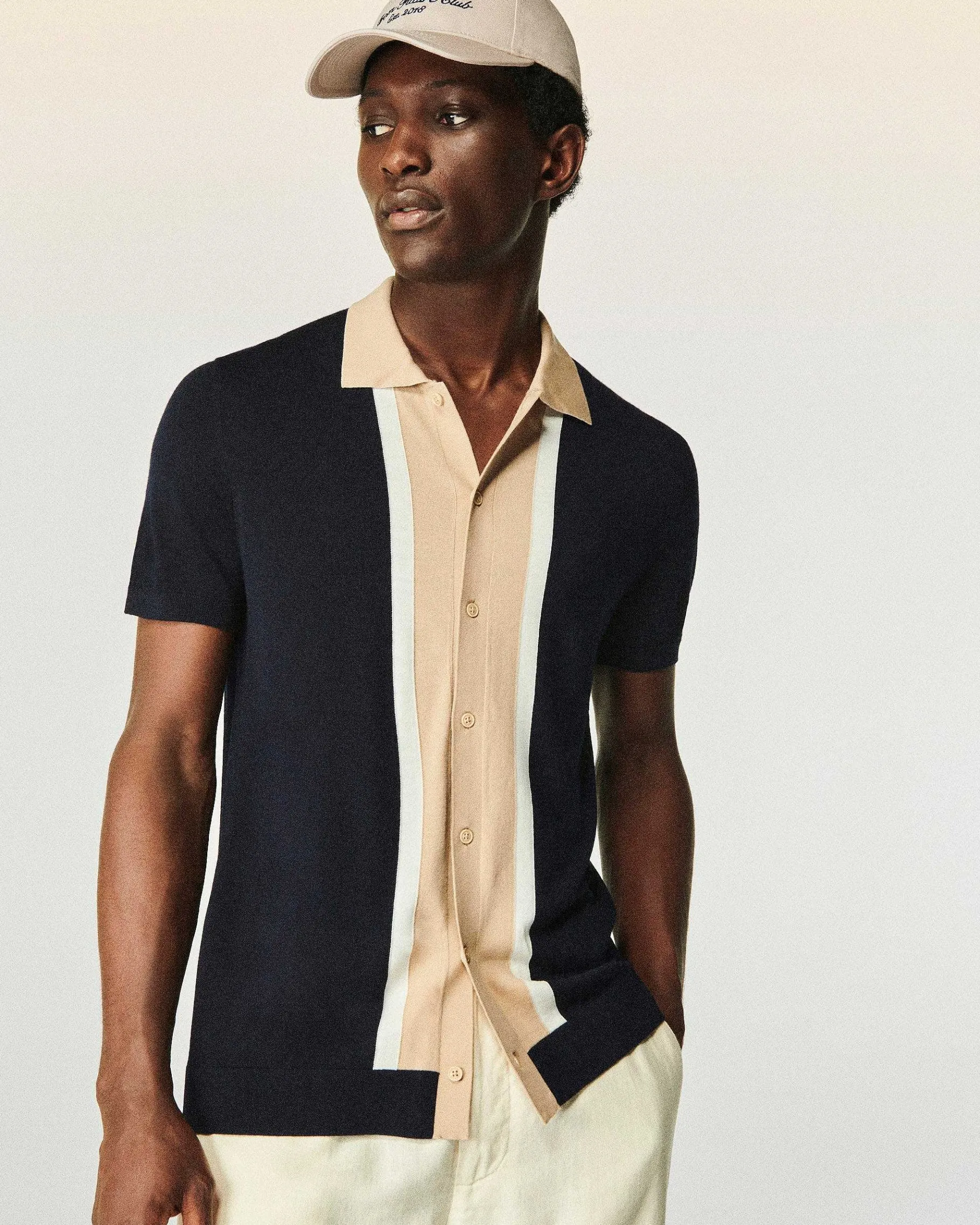 New FROM FUTURE Pull Col Polo Navy