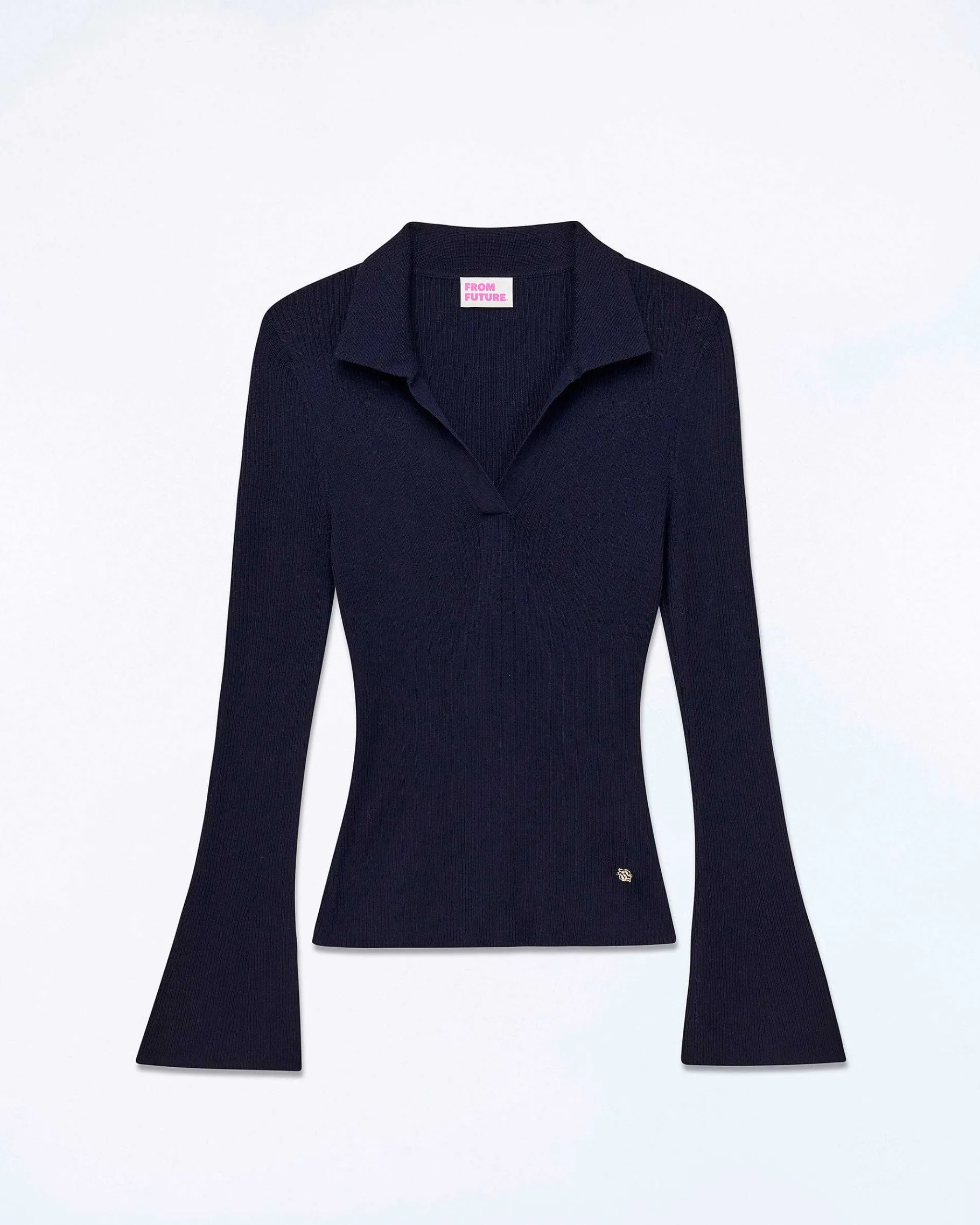 Sale FROM FUTURE Pull Col Polo A Cotes Bijou Navy