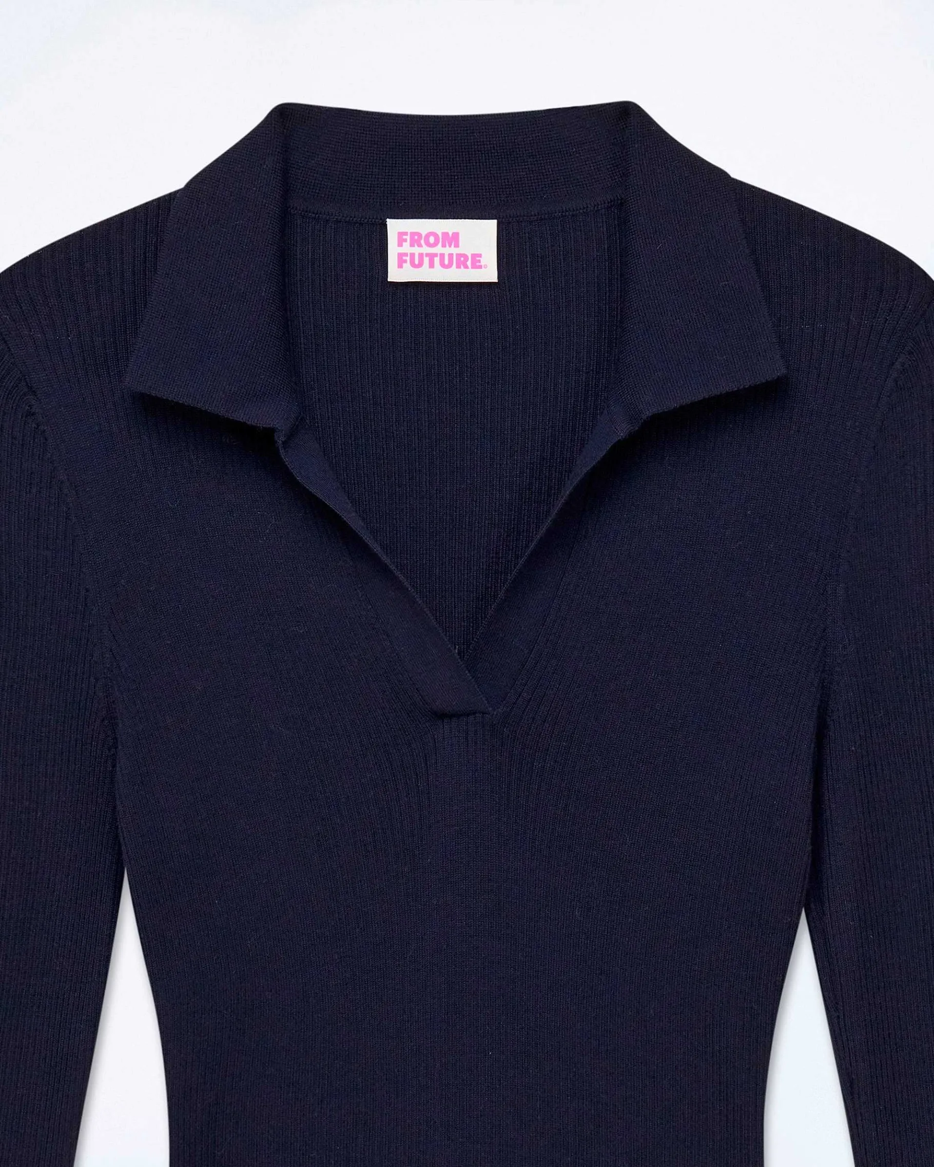 Sale FROM FUTURE Pull Col Polo A Cotes Bijou Navy