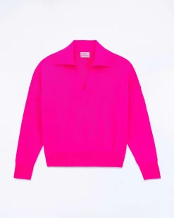 Hot FROM FUTURE Pull Col Polo Basique Flash Pink