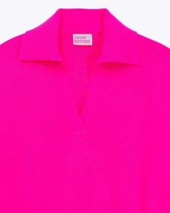 Hot FROM FUTURE Pull Col Polo Basique Flash Pink