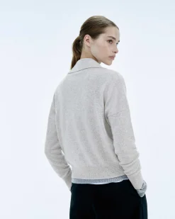 Sale FROM FUTURE Pull Col Polo Basique Gris Chine Clair