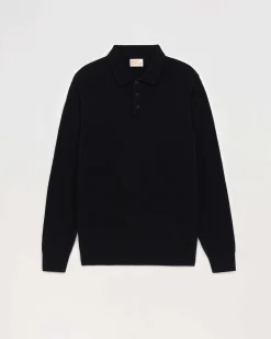 FROM FUTURE Pull Col Polo Basique Noir