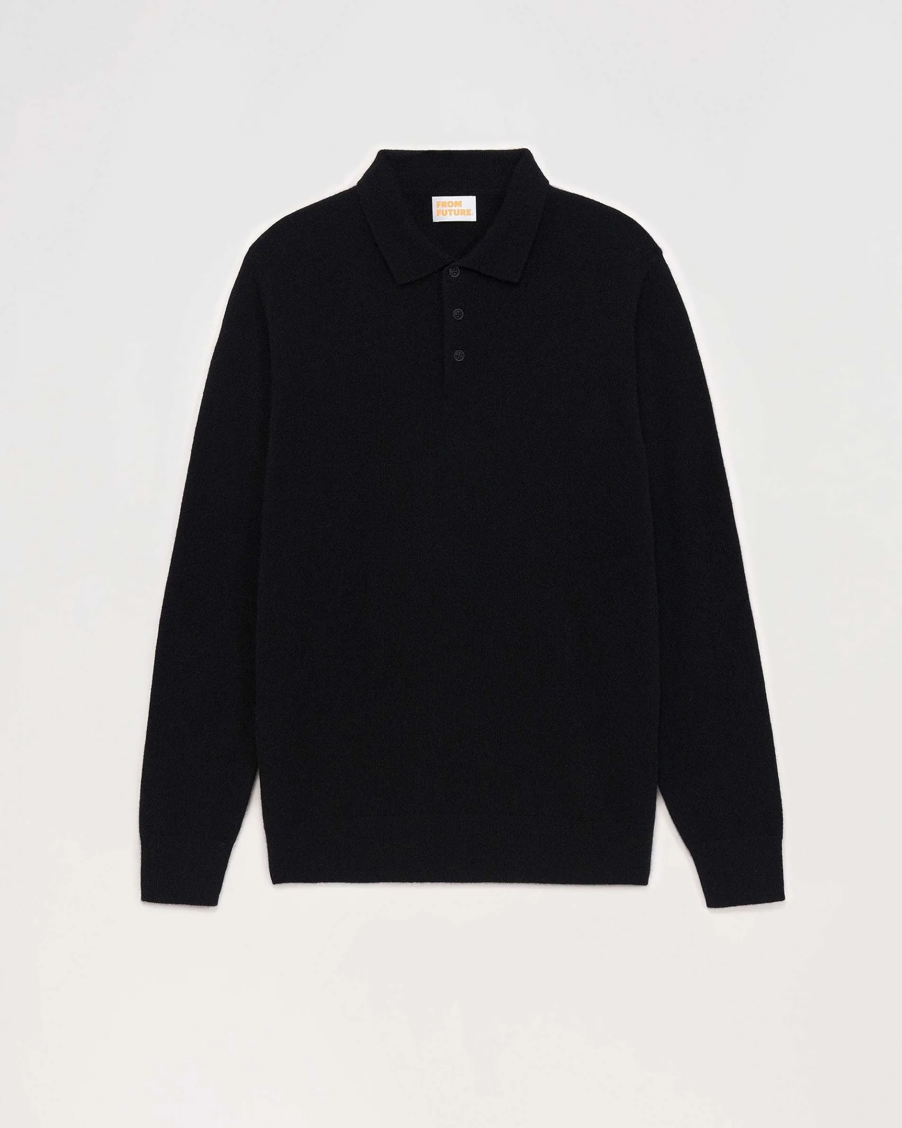 FROM FUTURE Pull Col Polo Basique Noir