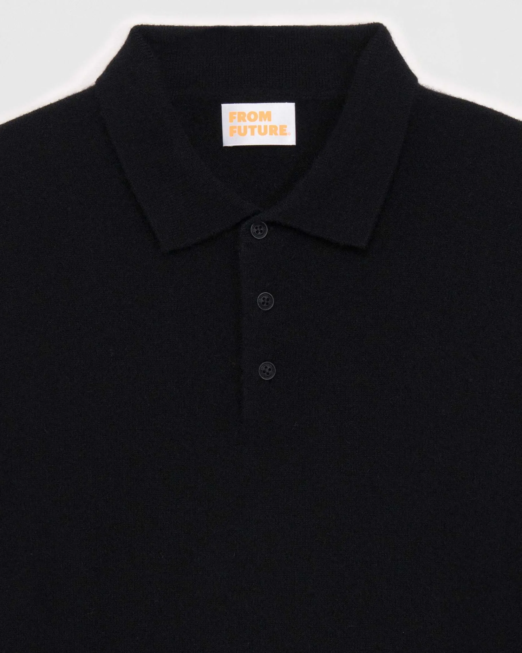 FROM FUTURE Pull Col Polo Basique Noir