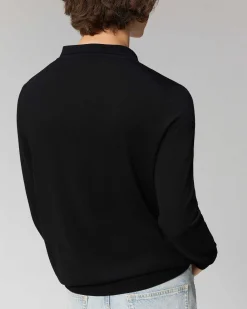 Sale FROM FUTURE Pull Col Polo Basique Noir