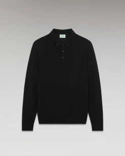 Sale FROM FUTURE Pull Col Polo Basique Noir