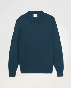 FROM FUTURE Pull Col Polo Basique Moonlight Blue