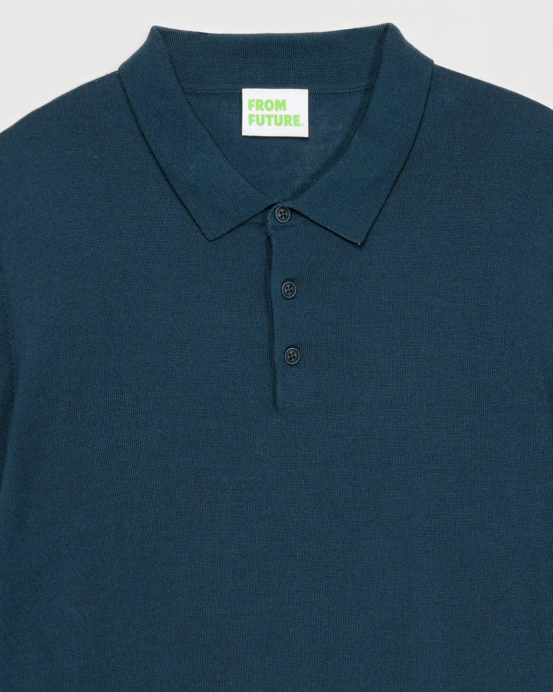FROM FUTURE Pull Col Polo Basique Moonlight Blue