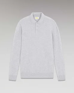 Clearance FROM FUTURE Pull Col Polo Basique Gris Chine Clair