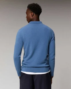 New FROM FUTURE Pull Col Polo Basique Navy