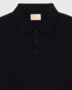 Sale FROM FUTURE Pull Col Polo Basique Noir