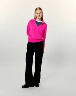 Sale FROM FUTURE Pull Col Polo Basique Flash Pink