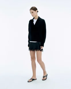 Discount FROM FUTURE Pull Col Polo Basique Noir