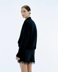 Discount FROM FUTURE Pull Col Polo Basique Noir