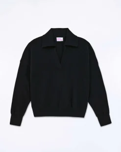Discount FROM FUTURE Pull Col Polo Basique Noir