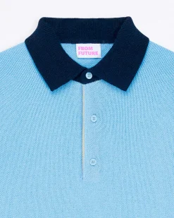Clearance FROM FUTURE Pull Col Polo Contraste Soft Blue