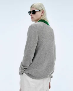 Sale FROM FUTURE Pull Col Polo Contraste Gris Chine Fonce
