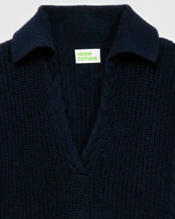Online FROM FUTURE Pull Col Polo Torsades Navy