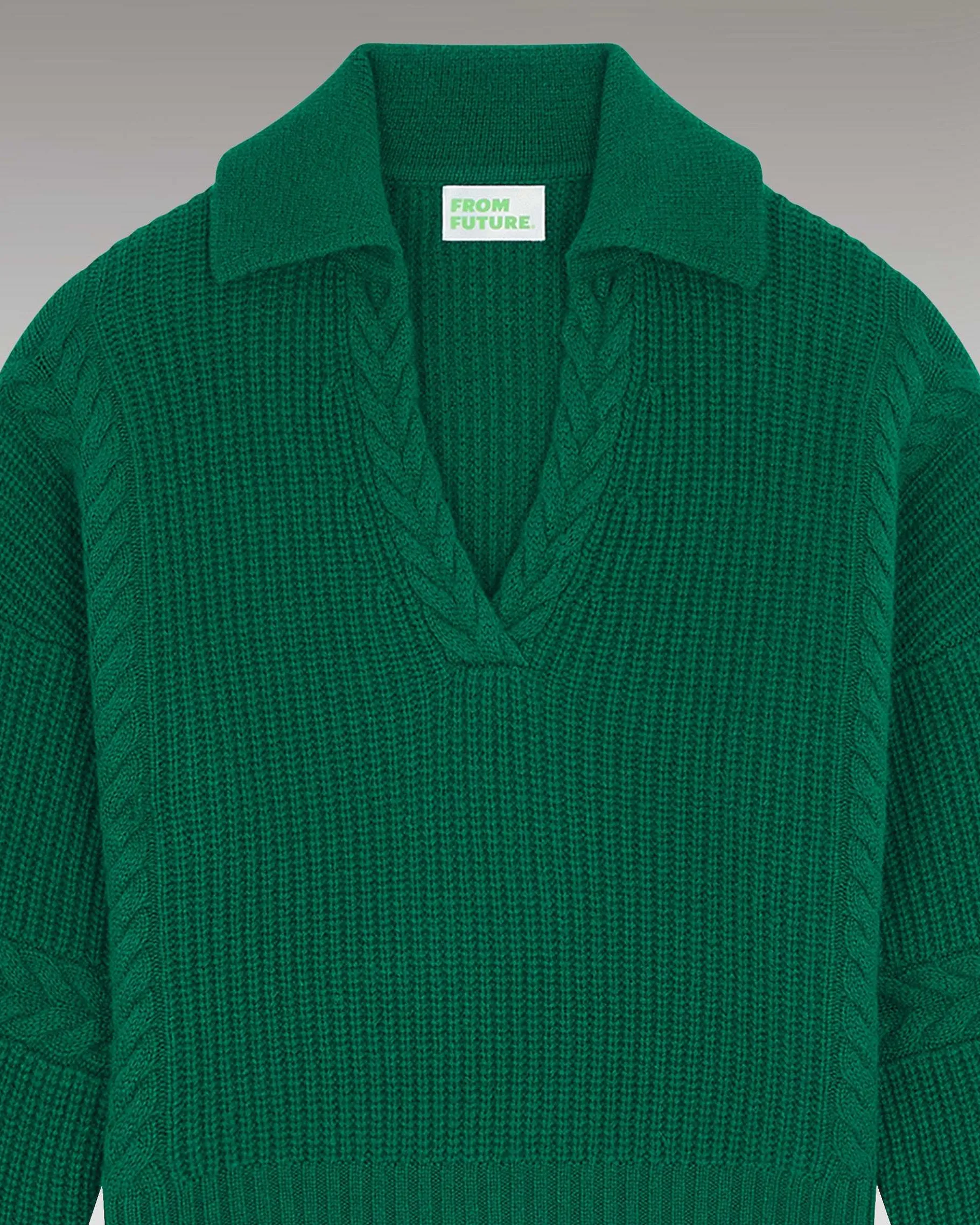 FROM FUTURE Pull Col Polo Torsades Forest Green
