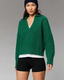 FROM FUTURE Pull Col Polo Torsades Forest Green