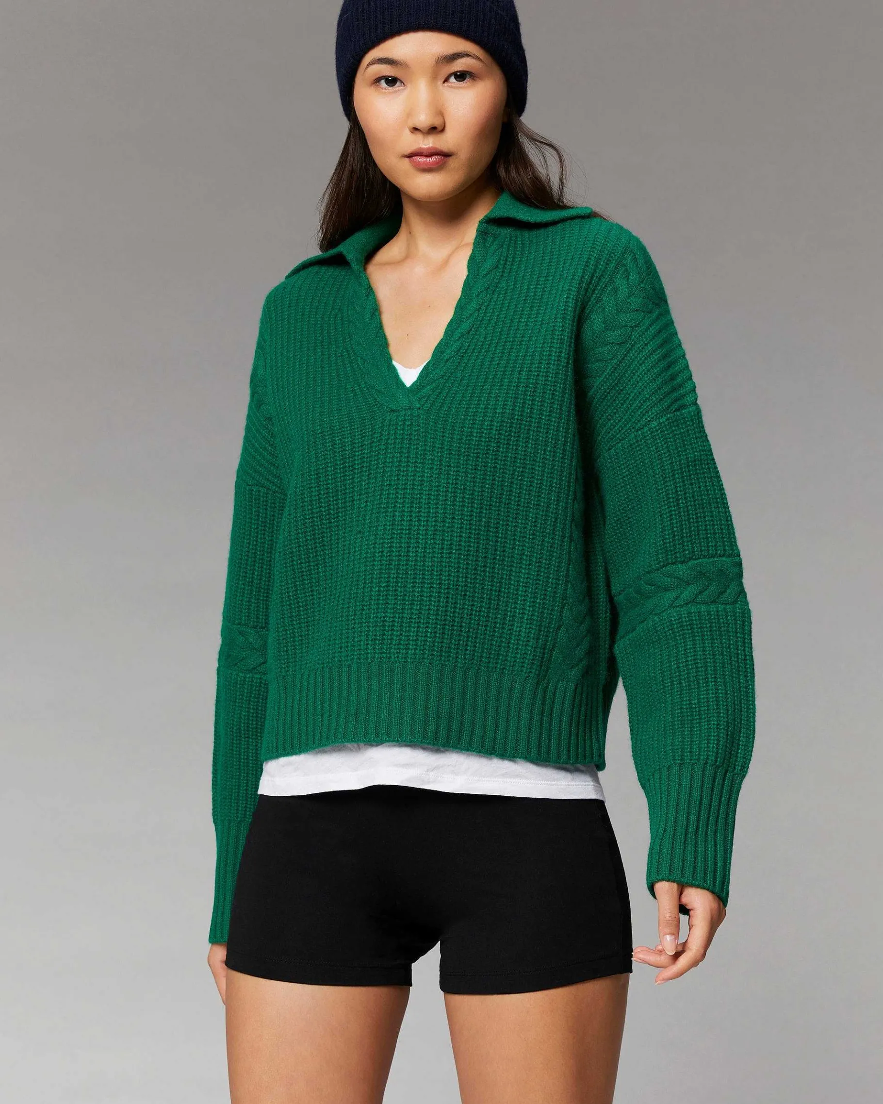 FROM FUTURE Pull Col Polo Torsades Forest Green