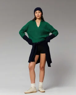 FROM FUTURE Pull Col Polo Torsades Forest Green