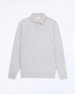 New FROM FUTURE Pull Col Polo Uni Gris Chine Clair