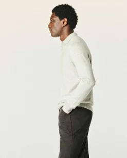 New FROM FUTURE Pull Col Polo Uni Gris Chine Clair