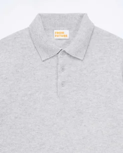 Hot FROM FUTURE Pull Col Polo Uni Gris Chine Clair