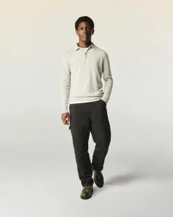 Hot FROM FUTURE Pull Col Polo Uni Gris Chine Clair