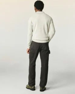 Hot FROM FUTURE Pull Col Polo Uni Gris Chine Clair