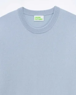 Sale FROM FUTURE Pull Col Rond Grey Blue