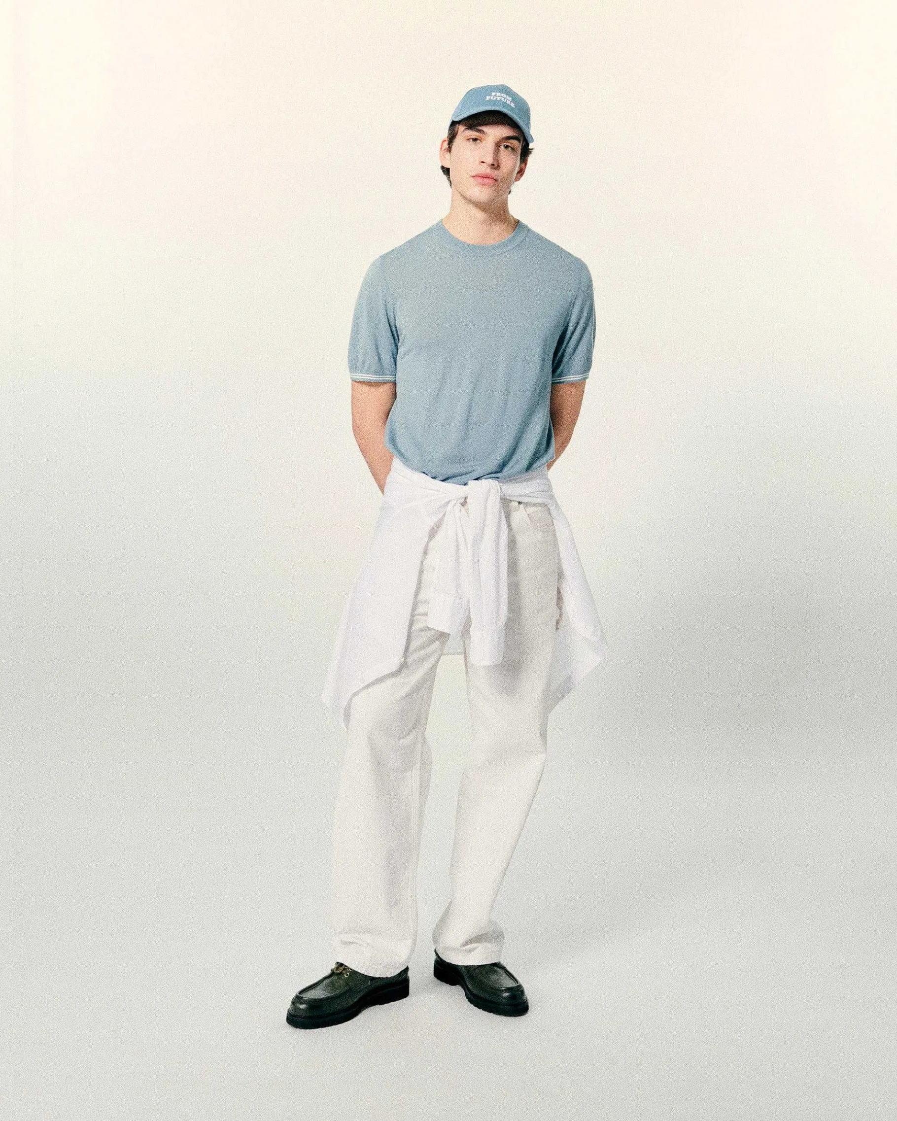 Clearance FROM FUTURE Pull Col Rond Grey Blue
