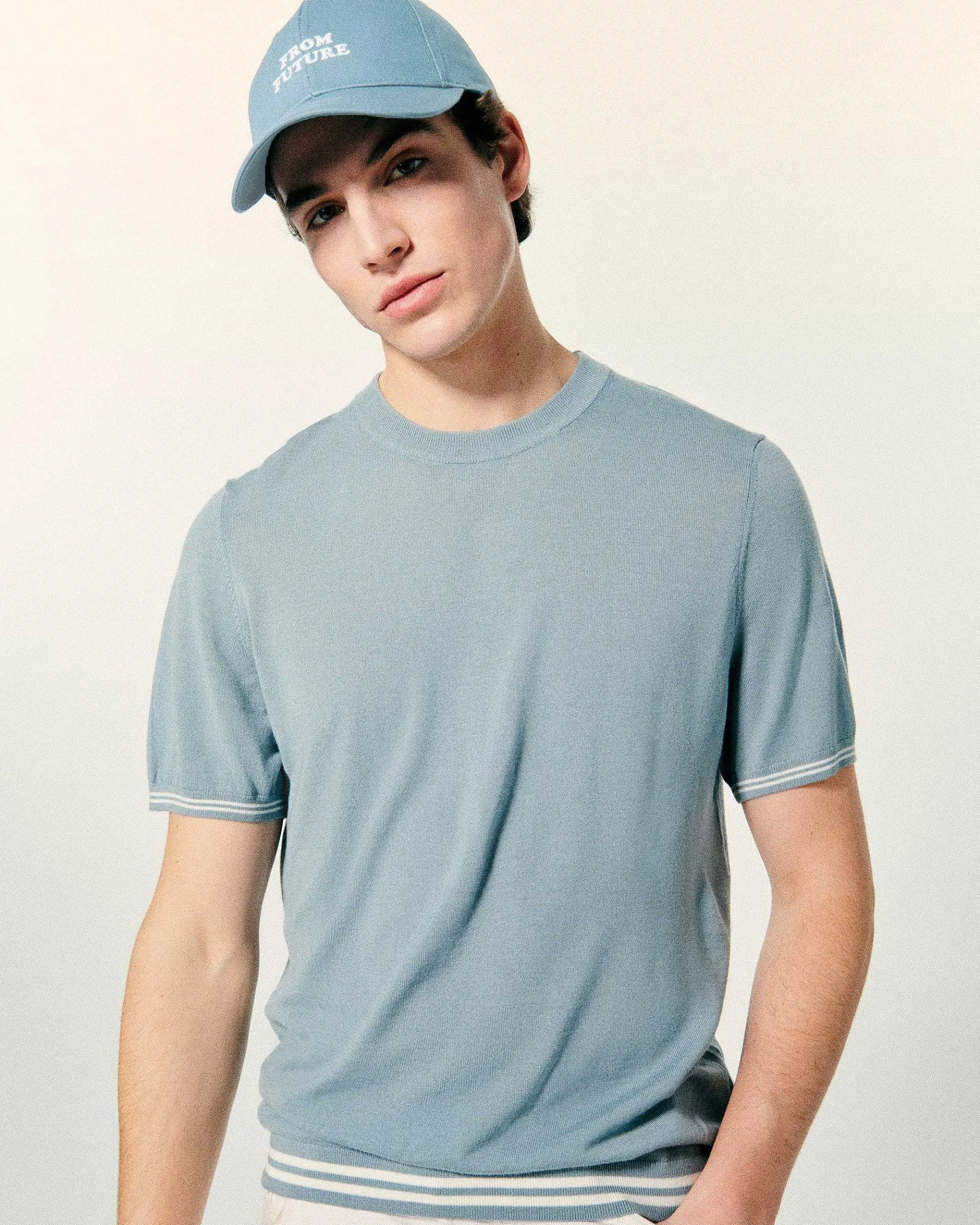 Clearance FROM FUTURE Pull Col Rond Grey Blue