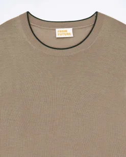 Outlet FROM FUTURE Pull Col Rond Tropical Taupe