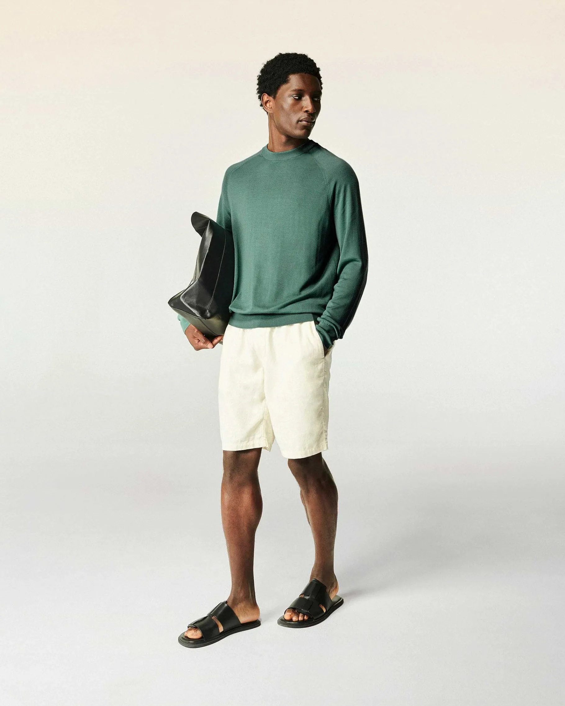 New FROM FUTURE Pull Col Rond Washed Green