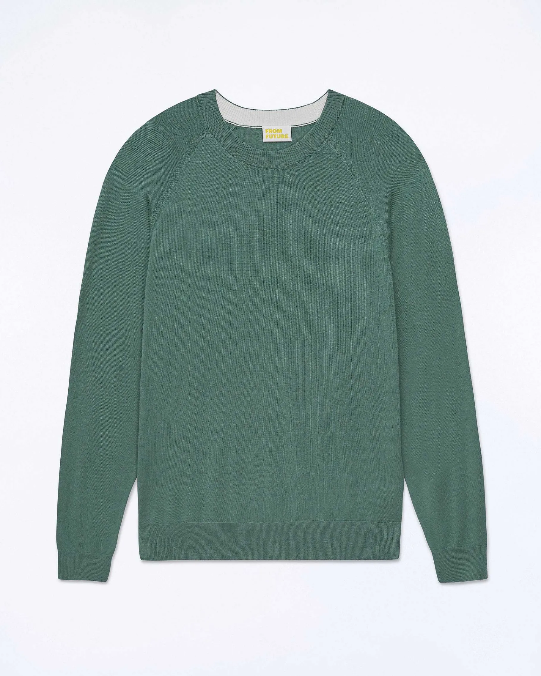 New FROM FUTURE Pull Col Rond Washed Green