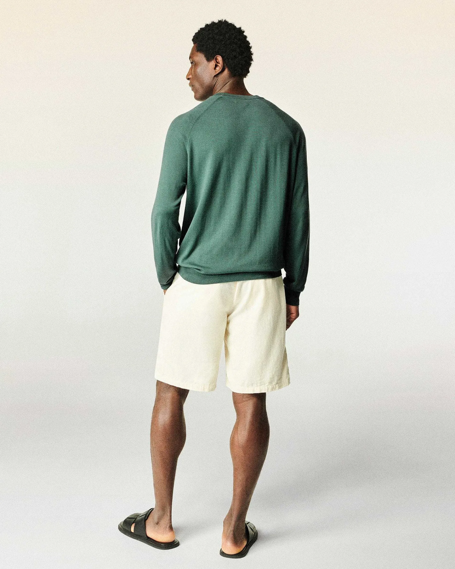 New FROM FUTURE Pull Col Rond Washed Green