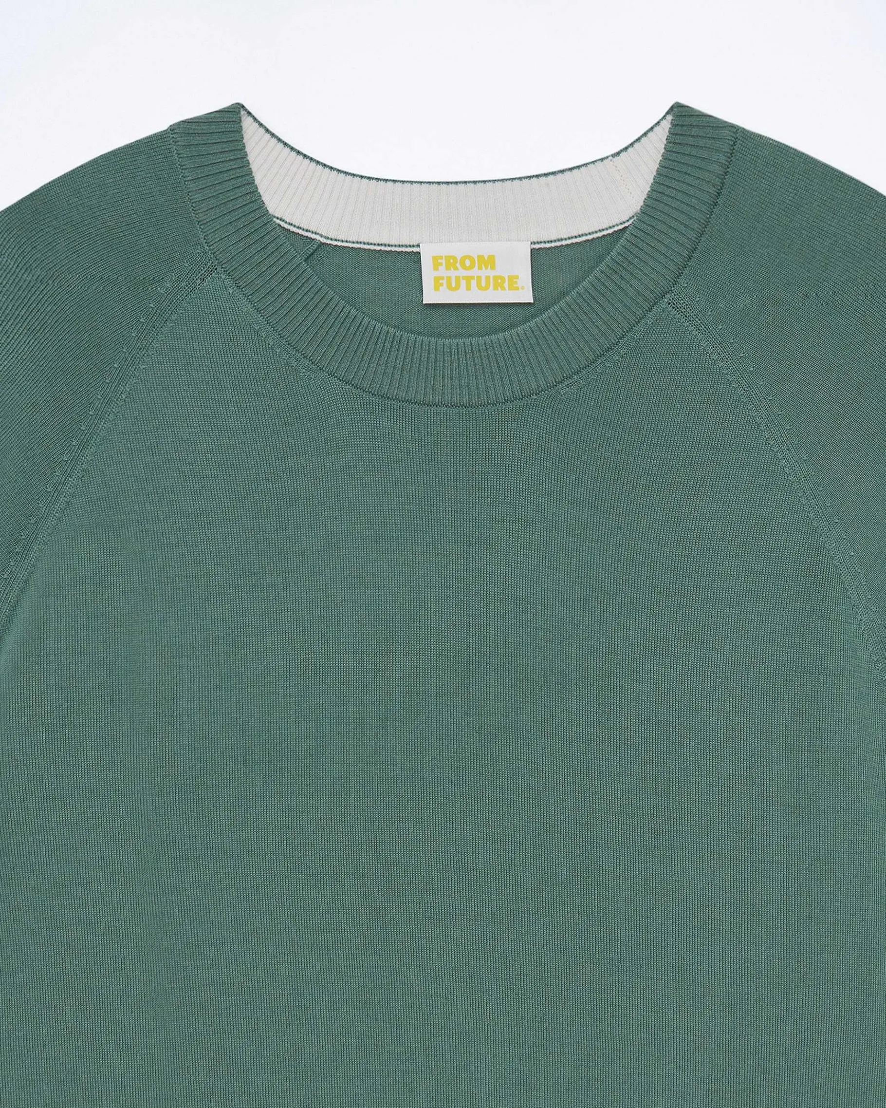 New FROM FUTURE Pull Col Rond Washed Green