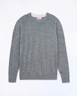 Outlet FROM FUTURE Pull Col Rond Gris Chine Fonce