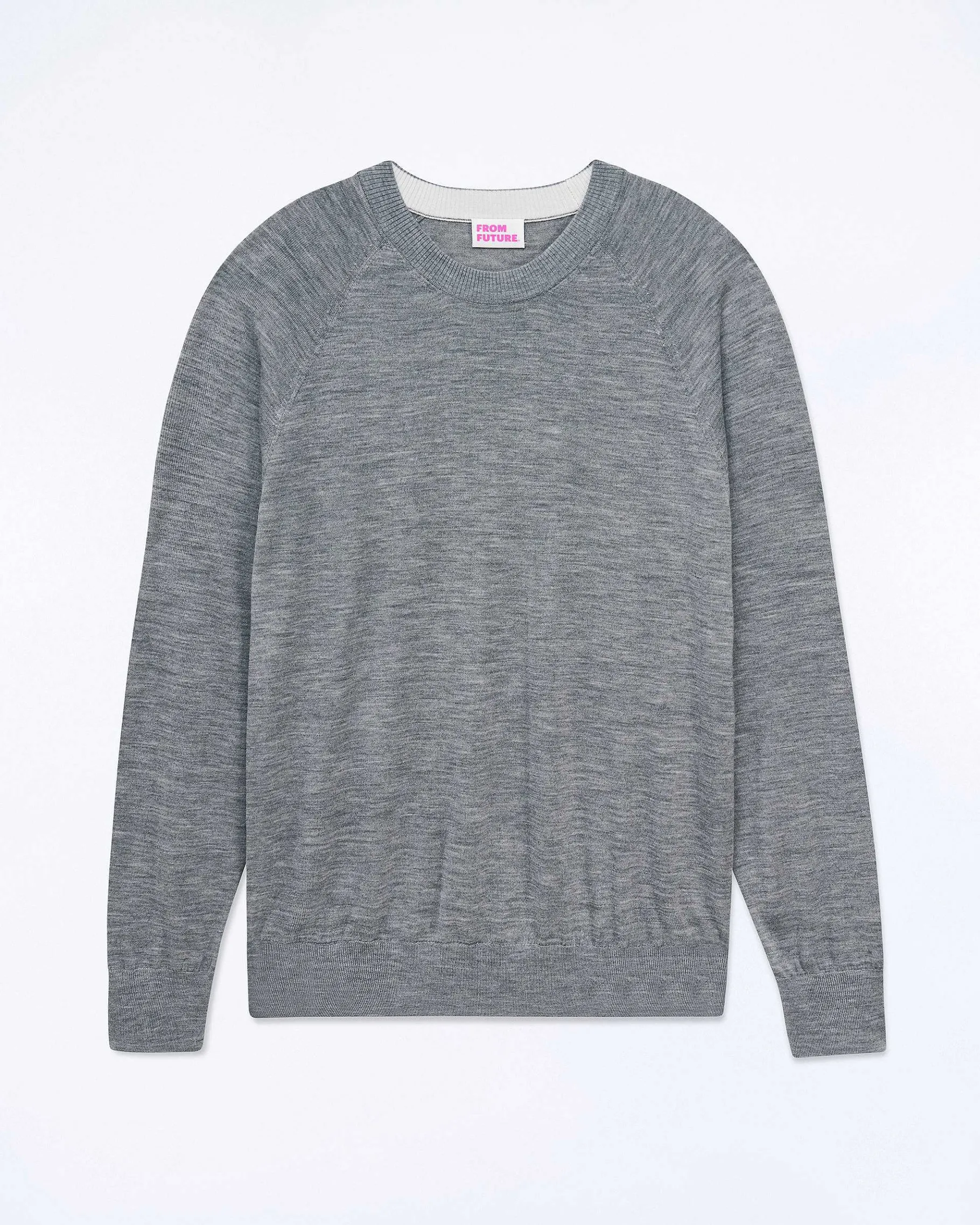 Outlet FROM FUTURE Pull Col Rond Gris Chine Fonce