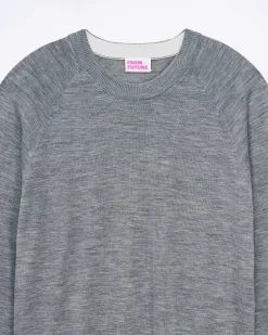 Outlet FROM FUTURE Pull Col Rond Gris Chine Fonce