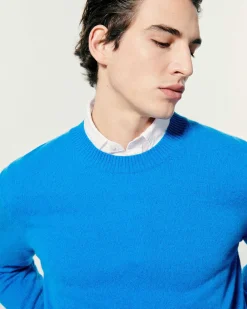 Discount FROM FUTURE Pull Col Rond Surf Blue Mouline