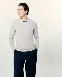 Clearance FROM FUTURE Pull Col Rond Gris Chine Clair