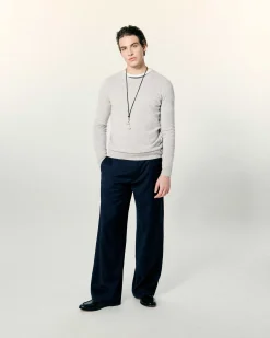 Clearance FROM FUTURE Pull Col Rond Gris Chine Clair