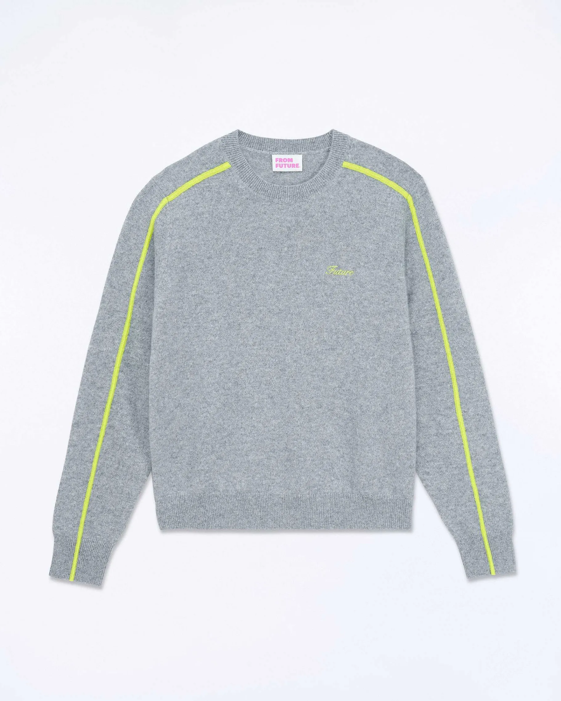 Online FROM FUTURE Pull Col Rond Gris Chine Fonce