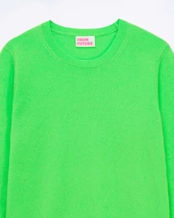 Hot FROM FUTURE Pull Col Rond Vert Fluo