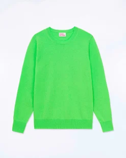 Sale FROM FUTURE Pull Col Rond Vert Fluo
